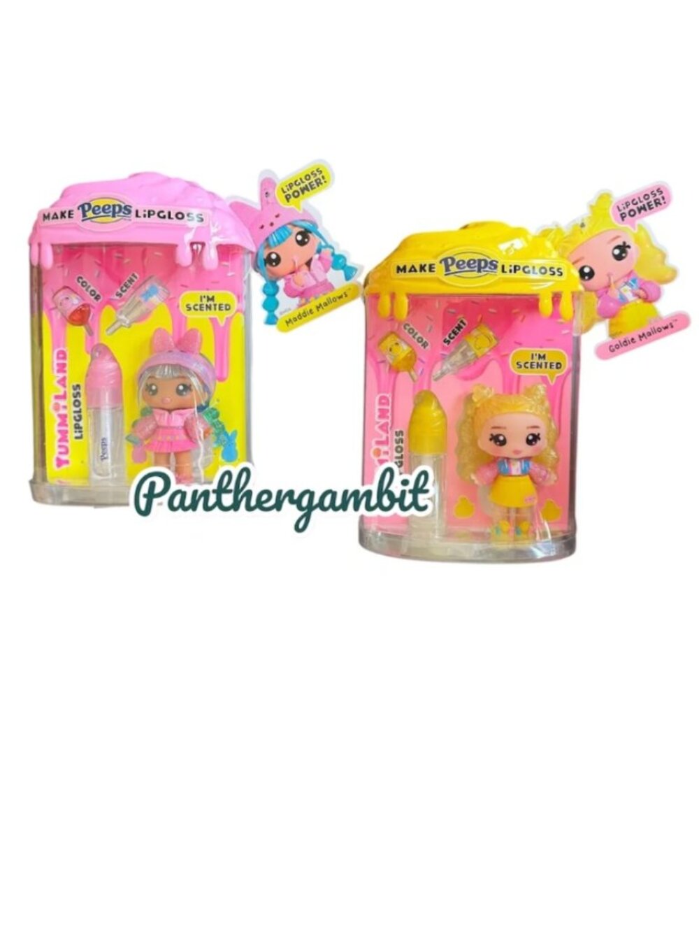 NEW 2 PEEPS X YUMMILAND Easter Scented Dolls MADDIE & GOLDIE MALLOWS Lipgloss